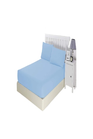 Mycey Çift Kişilik Lastikli Pamuk Penye Çarşaf Takımı 200x200+30 Cm Gök Mavisi