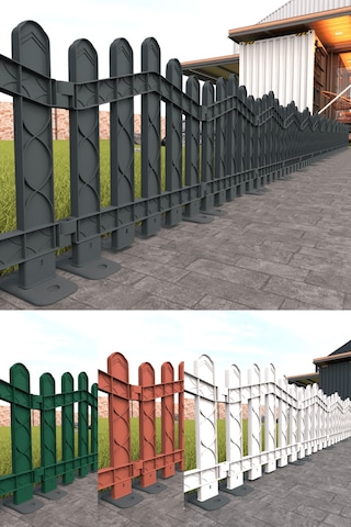 Dekoratif Plastik Alan Oluşturma Ve Bahçe Çiti 10 Adet Çit Y: 50 Cm / G: 5.5 M Sert Zemin Ayaklı - Antrasit Gri