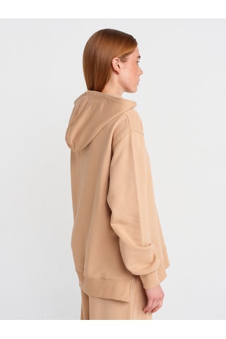 Dilvin 40401 Yanları Fermuarları Sweat Camel