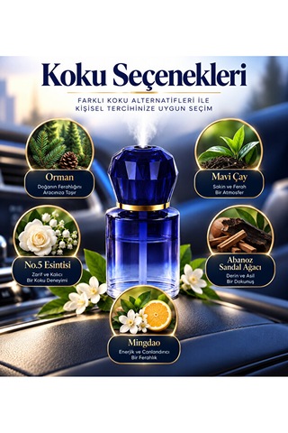 Araç Koku Makinesi 120 Ml Ultrasonik Aroma Difüzörü Type-c Şarjlı Ambiyans Işıklı 001