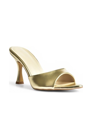 Fox Shoes Y569525809 Altın İnce Topuklu Kadın Terlik