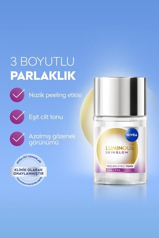 Luminous630 Skin Glow Peeling Etkili Tonik 100ml, Parlaklık, Eşit Cilt Tonu, Aha Pha, Aloe Vera