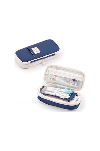 Aurora Büyükkapasiteli Macaroon Renk Uyumlu Kalemçantasıkoyu Maavi Mavi