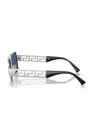 Versace Ve 2290 100180 61 Erkek Dikdörtgen Gümüş Metal Güneş Gözlüğü Gri