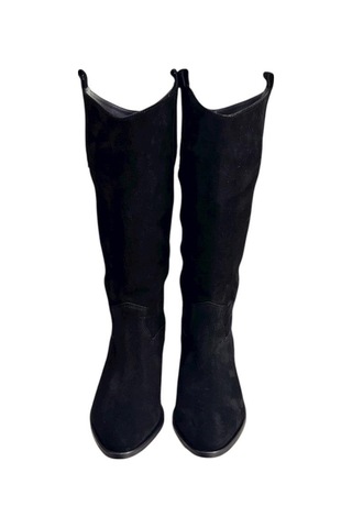 Tufan Shoes Siyah Hakiki Süet Western Çizme Siyah