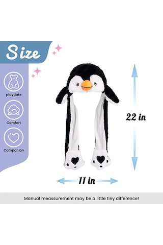 Mj Toys Kulakları Hareket Eden Beyaz Penguen Peluş Şapka