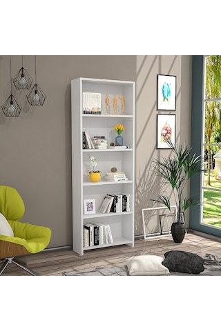 Bmdekor Lilium 5 Raflı Dekoratif Kitaplık Beyaz