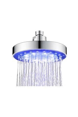 Wezone 6 İnç Dairesel Led Duş Başlığı - Su Akışı İle Çalışır, 3 Renk Sıcaklık Algılama, Yüksek Basınçlı, Anti-tıkanıklık, Abs Malzeme, G1/2 İç Vida Bağlantı Borusu Hariç Diğer