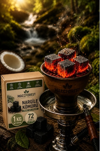 1 Kg Nargile Kömürü 72 Adet Hindistan Cevizi Kabuğu Kömürü 25 Mm Küp Doğal Coconut Shell Charcoal Uzun Süre Yanan Düşük Küllü Yerli Üretim