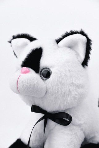 Peluş Oyuncak Oturan Kedi Çift Renkli 30 Cm Siyah - Beyaz