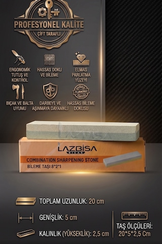 Çift Taraflı Profosyonel Bıçak Balta Bileme Taşı 20 5 2,5 Cm Xx4
