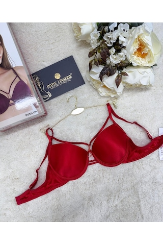 Le Jardin Monica Göğsü Şeritli Mikro Push-up Arkası İp Detaylı Sü Kırmızı