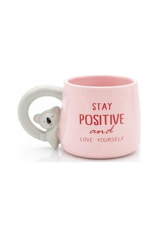 Koala Figürlü Dolomite Kupa Mug, 400 Ml Pembe