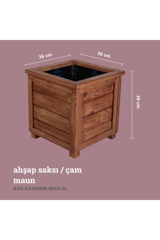 Kaf Ahşap Dekoratif Ahşap Saksı / Maun