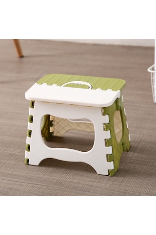 Konesam Yeşil Küçük Boy Taşınabilir Plastik Katlanabilir Tabure - Banyo, Bekleme Ve Ev Kullanıma Uygun Yeşil