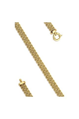 14 Ayar Altın Kalın Örgü Bileklik Sarı Sarı Altın