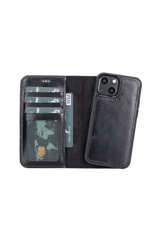 Toyigoo Toyigoo Apple İphone 13 Mini Uyumlu Deri Cüzdanlı Kılıf Rst1 Siyah