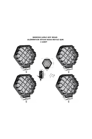 OFF ROAD Çalışma Lambası 45w Metal Kafesli Siyah 16 Led 4 ADET