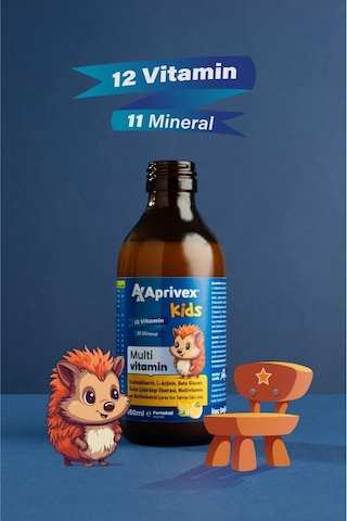 Aprivex Kids Multivitamin Doğal Portakal Aromalı Şurup 150 ML