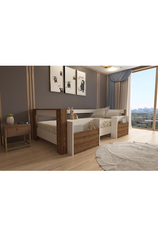 Herseycik Ninnimo Montessori 90X190 Yatak Uyumlu Karyola M1-12 Beyaz - Ceviz