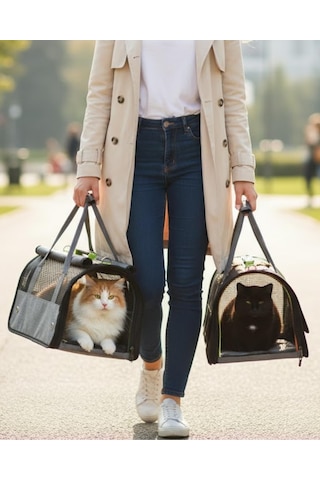 Reyo Brave Paws Flybag Plastik Yırtılmaz Fileli Kedi Ve Köpek Taşıma Çantası Seyahat Çantası Mor 45x25x26cm Hav