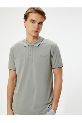 Koton Polo Yaka Tişört Slim Fit Düğmeli Kısa Kollu Biyeli Gri 4sam10162mk Gri