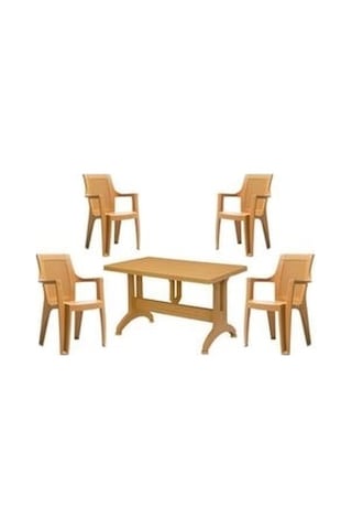 Buyukarısoy Elegance Rattan Efektli Plastik Sandalye Ve 70X120 Masa Bahçe Kahverengi