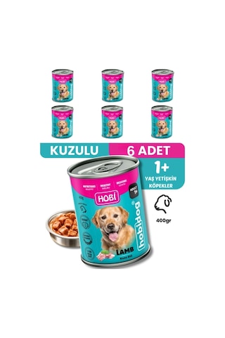 Hobi Hobidog Kuzu Etli Yetişkin Köpek Konservesi 400 Gr X 6 Adet Tam Ve Dengeli Yaş Mama