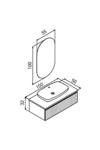 Orka Lentia 100 Cm Meşe Banyo Dolabı Alt Modül Lavabo Meşe