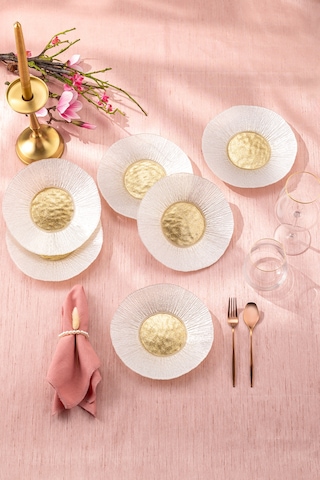 Emsan Golden 6 Kişilik Cam Pasta Seti 21 Cm Gold