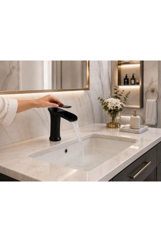 Edge Kısa Lavabo Bataryası Mat Sıyah Siyah