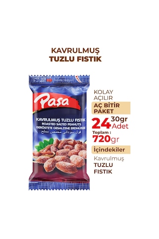 Paşa Kuruyemiş Kavrulmuş Tuzlu Fıstık 24 x 30 G