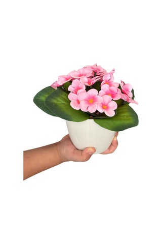 Yapay Çiçekçiniz Beyaz Renkli Saksıda Canlı Renkli Gerçek Dokulu Yapay Menekşe pembe