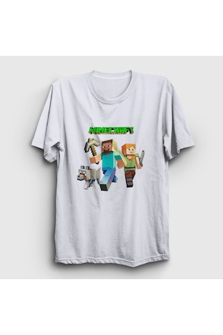 Presmono Unisex Miners Minecraft T-shirt Beyaz Presmono Unisex Miners Minecraft T-shirt Beyaz
