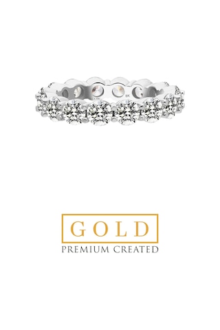 Beyaz Altın Sertifikalı Premium Created Taşlı 4.25 Ct Effect Tamtur Yüzük