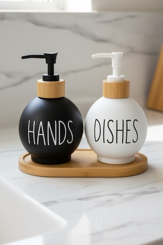 Kapris Dmr-8890 2li Bambu Tabaklı Yuvarlak Cam Sabunluk 07 Beyaz