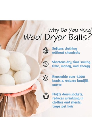 Besthome1 6 Adet Yumuşak Yün Kurutma Topu - Doğal Yün, Kısa Kurutma, Çamaşırları Korur Açık Sarı Açık Sarı