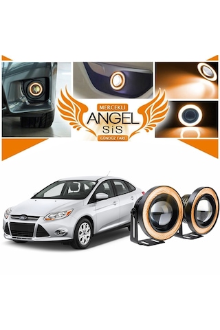 Ford Focus 3 Uyumlu, Universal Mercekli Led Sis Farı, 76mm Turuncu Renk
