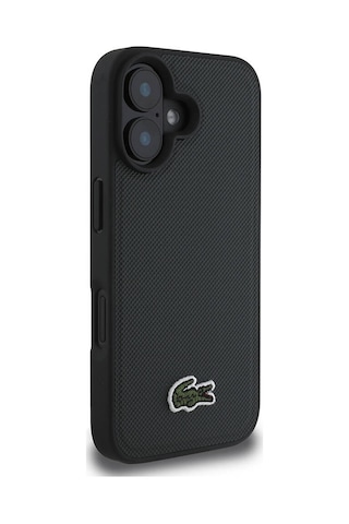 Apple iPhone 16 Uyumlu Kılıf Lacoste Lisanslı Pu Pike Desen Arka İkonik Timsah Dokuma Logolu Koyu Yeşil