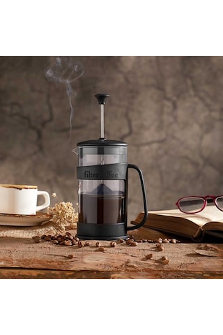 Porsima ET-00118 French Press Süzgeçli Bitki Çayı Demliği Kahve Presi - 400 Ml Siyah