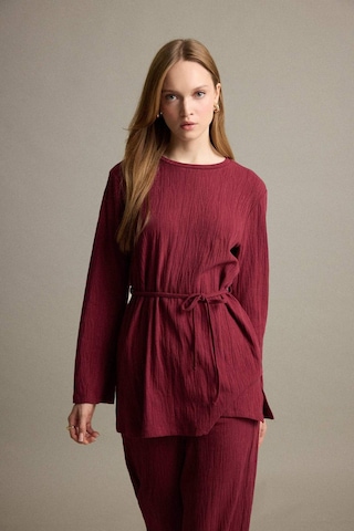 Defacto Regular Fit Bisiklet Yaka Bağlamalı Uzun Kollu Tunik F5369ax25aubr115 Bordo