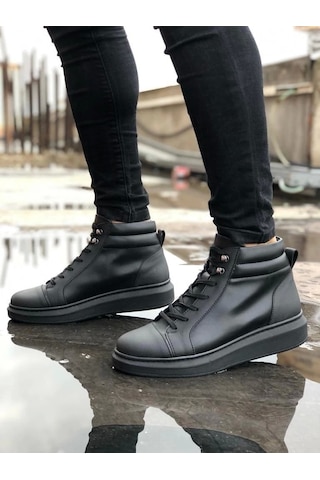 Slw202 Toronto Bağcıklı Cilt Erkek Spor Bot St Siyah Siyah