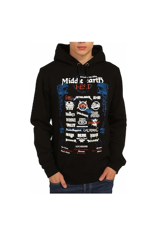 Bant Giyim - Lord Of The Rings Siyah Kapüşonlu Erkek Sweatshirt Siyah