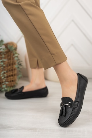 Khayt Tassel Casual Günlük Kadın Babet Ayakkabı Siyah