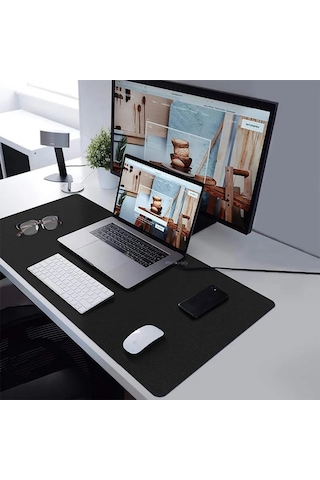60x30 Cm Siyah Çift Taraflı Deri Desk Mat, Pu Deri Masa Sümeni Ve Masa Koruyucu, Suya Dayanıklı Kolay Silinebilir 2
