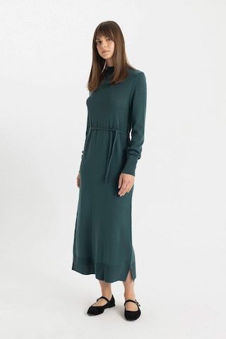 Defacto Regular Fit Yarım Balıkçı Yaka Basic Düz Yırtmaçlı Uzun Kollu Maxi Triko Elbise A9807AX24WNGN956 Yeşil