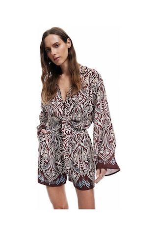 Koton Koton X Melis Ağazat - Viskon Kumaş Cepli Etnik Desenli Mini Şort Kahverengi Desenli 5sak40115ew Kahverengi Desenli