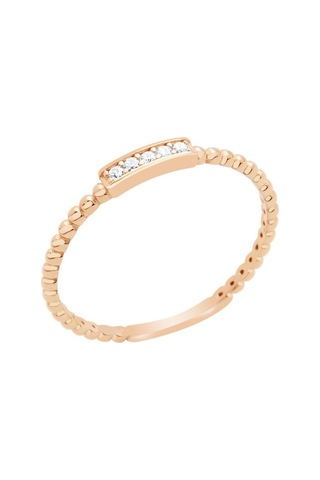 Diamond Line - Gülaylar - Pembe Altın 14 Ayar Trend Yüzük (528822922)