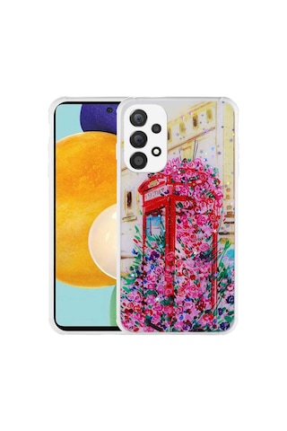 Zore Samsung Galaxy Uyumlu A23 Kılıf Simli Desenli Kamera Korumalı Parlak Omsy Popy Kapak - Papatya