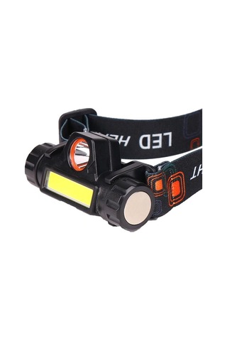 1200 Lümenli Cob Ledli Şarjlı Kafa Feneri Siyah